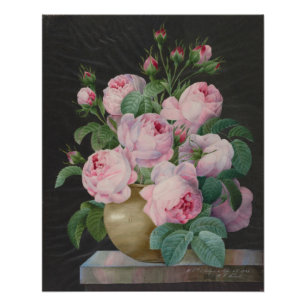 Pink Roses in a Vase – Pierre Joseph Redouté Poster