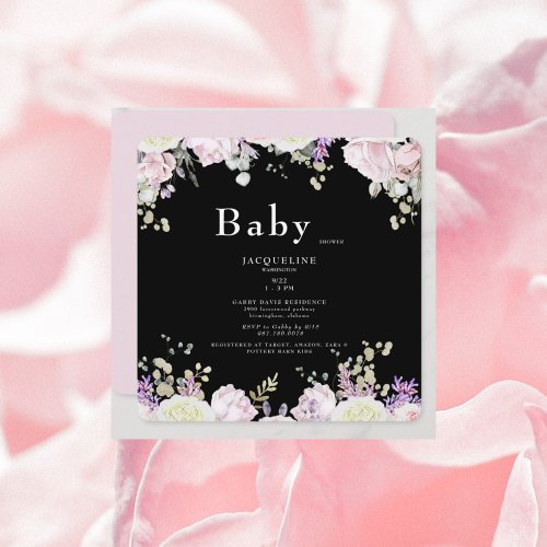 Pink Roses in Bloom Baby Shower Invitation