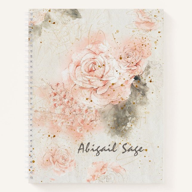 Pink Roses " "In His Presence" Bible Verse Notebook (Front)