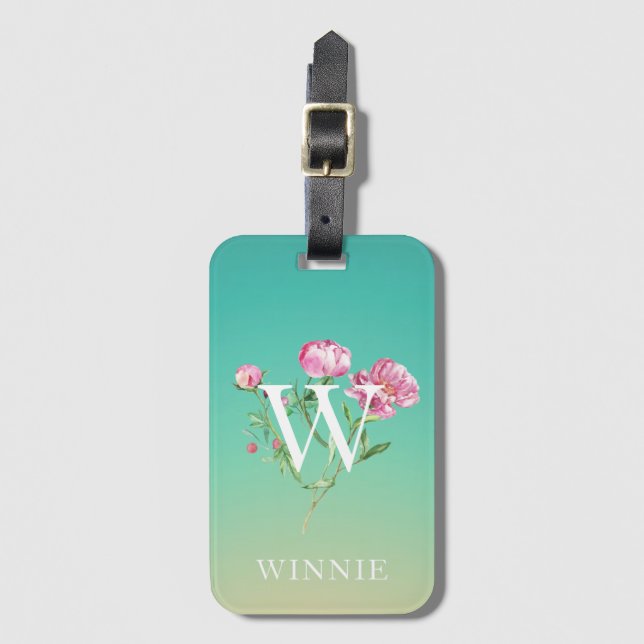Pink Roses in Watercolour Luggage Tag (Front Vertical)