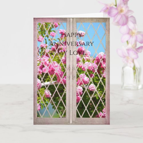 Pink Roses in Window Anniversary
