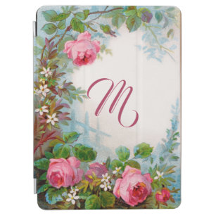 PINK ROSES , JASMINES Floral Fantasy Monogram iPad Air Cover