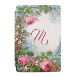 PINK ROSES , JASMINES Floral Fantasy Monogram iPad Mini Cover