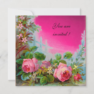 PINK ROSES & JASMINES ,Fuchsia Gem Invitation
