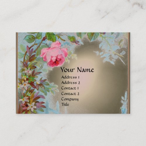 PINK ROSES  JASMINES MONOGRAM GEM STONE grey Business Card