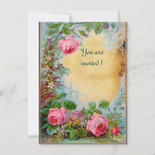 PINK ROSES & JASMINES parchment Invitation