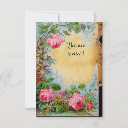 PINK ROSES  JASMINES Parchment Rsvp Invitation