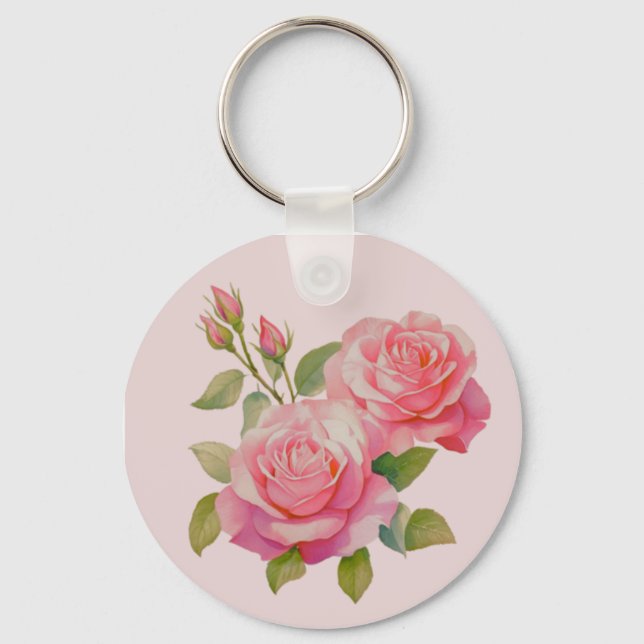 Pink Roses Keychain (Front)
