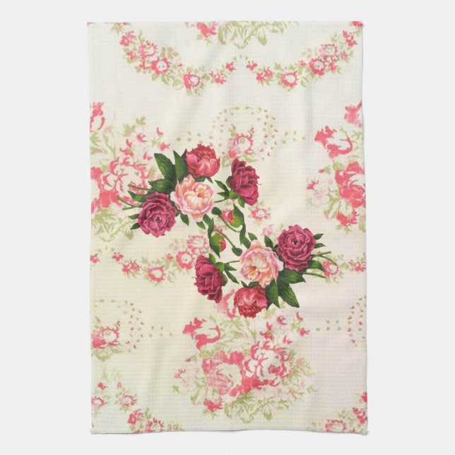 Pink Roses Kitchen Towel (Vertical)