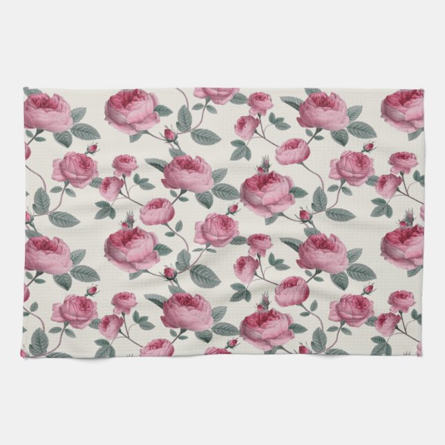 Pink Roses Kitchen Towel (Horizontal)