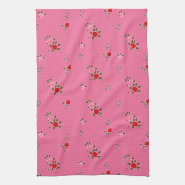 Pink roses kitchen towel (Vertical)