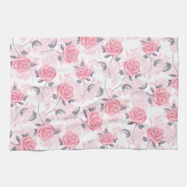 Pink roses kitchen towel (Horizontal)