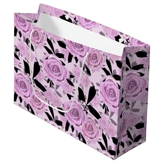  Pink roses   Large Gift Bag (Front Angled)