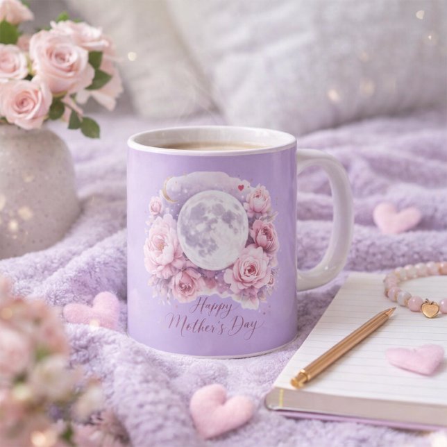 Pink Roses Lavender Moon Mug, Mother's Day Gift Coffee Mug (Creator Uploaded)
