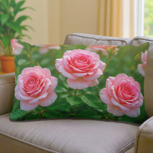 Pink Roses Lumbar Pillow