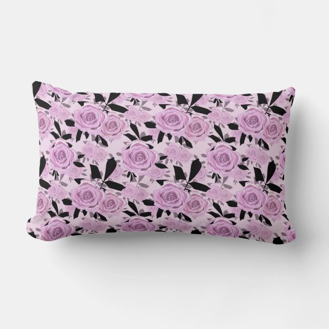  Pink roses   Lumbar Pillow (Front)