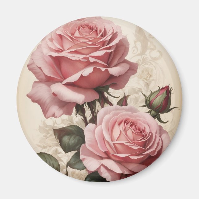 Pink Roses Magnet (Front)