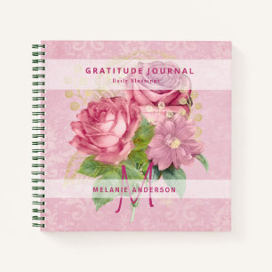 Pink Roses Mint Gratitude Thankfulness Journal
