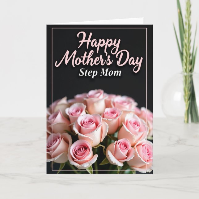 Pink Roses Mom Tribute Card (Front)