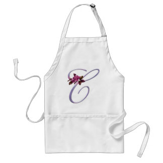Pink Roses Monogram C Adult Apron