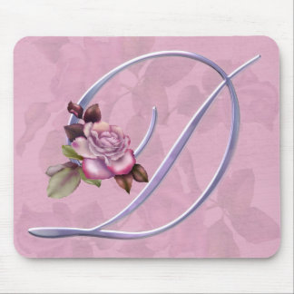 Pink Roses Monogram D Mouse Pad