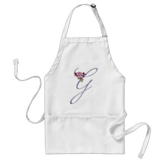 Pink Roses Monogram G Adult Apron