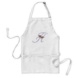 Pink Roses Monogram H Adult Apron