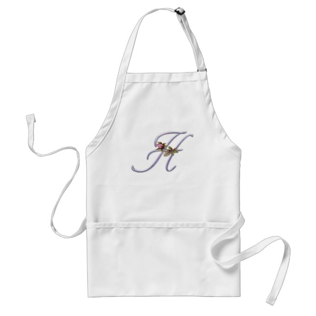Pink Roses Monogram H Adult Apron (Front)