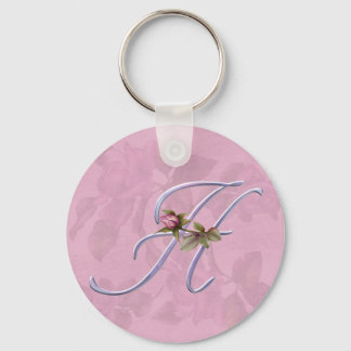 Pink Roses Monogram H Keychain