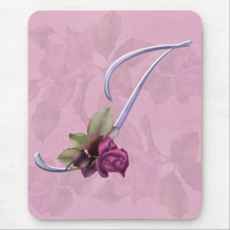 Pink Roses Monogram I Mouse Pad