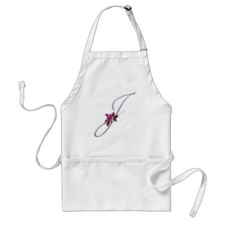 Pink Roses Monogram J Adult Apron