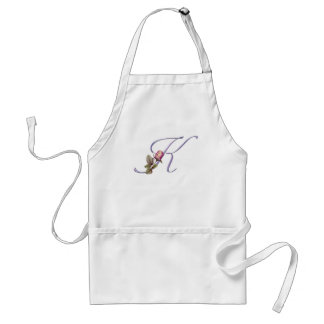 Pink Roses Monogram K Adult Apron