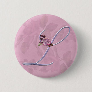Pink Roses Monogram L Button