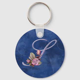 Pink Roses Monogram S Keychain