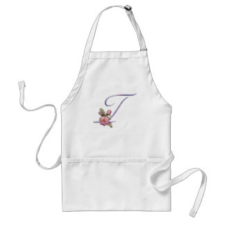 Pink Roses Monogram T Adult Apron