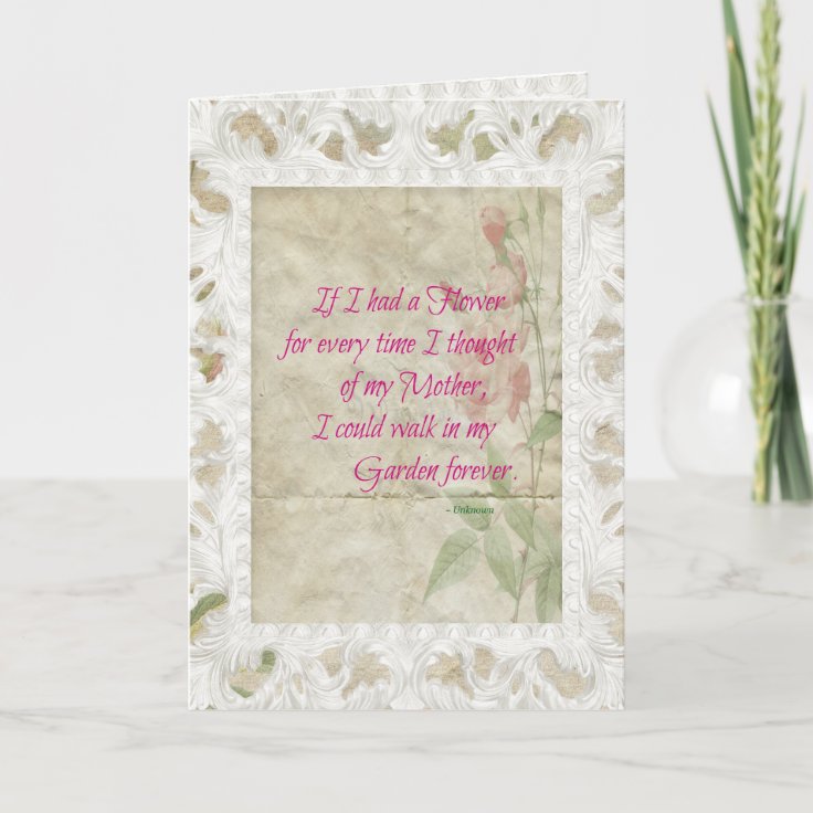 Pink Roses Mother Sympathy Card Zazzle