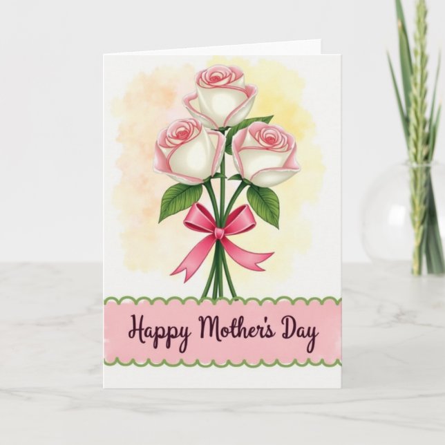Pink Roses Mothers Day Art Card (Front)