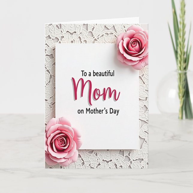 Pink Roses Mothers Day Card (Front)