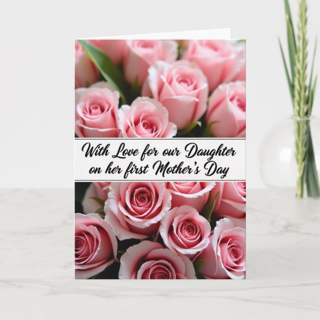 Pink Roses Mothers Day Daughter Card (Front)
