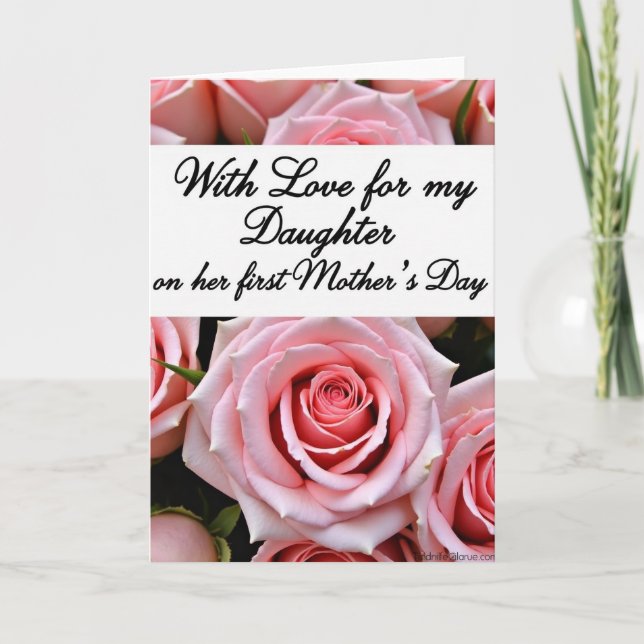 Pink Roses Mothers Day Message Card (Front)