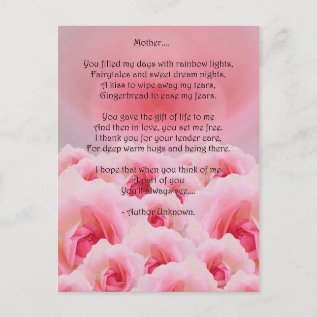Pink Roses Mother's Day Postcard (Front)