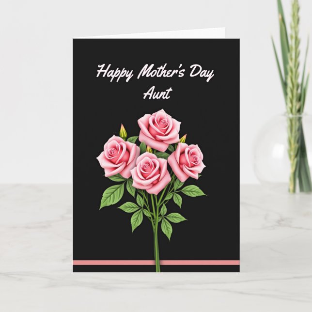 Pink Roses Mothers Day Wish Card (Front)