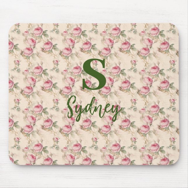 Pink Roses Mouse Pad Floral Custom (Front)