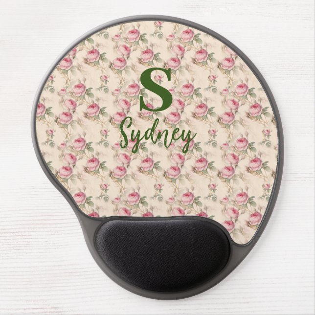Pink Roses Mouse Pad Floral Custom Ergonomic (Front)