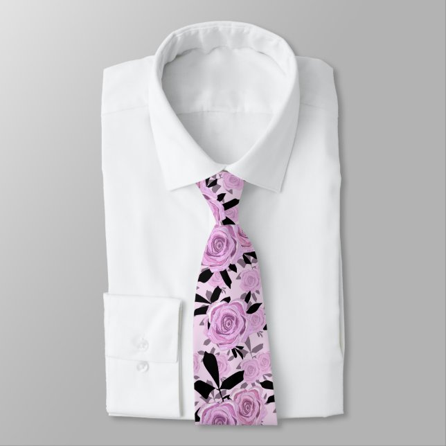  Pink roses   Neck Tie (Tied)