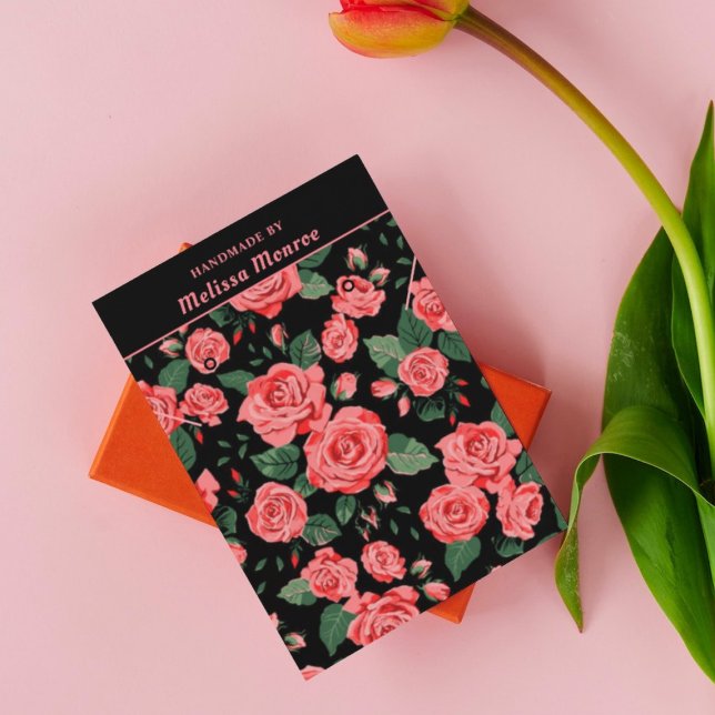 Pink Roses Necklace Earring Jewelry Display Card (Creator Uploaded)