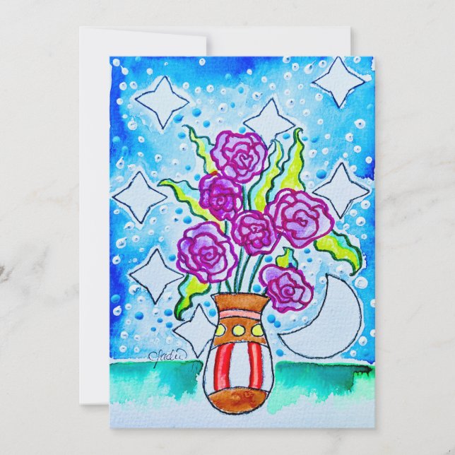 pink roses note card (Front)
