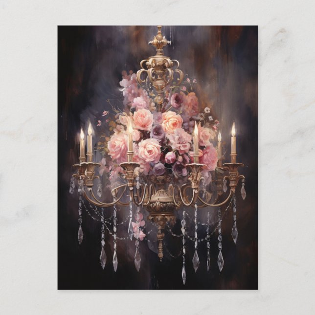 Pink Roses on a Chandelier Elegant Postcard (Front)