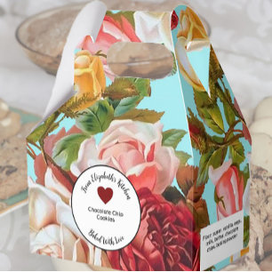 Pink Roses on Blue Baked Gifts With Ingredients Favor Boxes