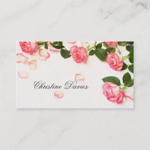 Pink roses on business card